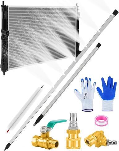AutoEC 40" Water Air Cleaning Wands for Cars, 4500 PSI Stainless Steel Water Air Radiator Cleaner Kit Compatible with Pressure Washers, 180° Swivel Joint & Cleaning Brush for Trucks, Heavy Equipment in Saudi Arabia