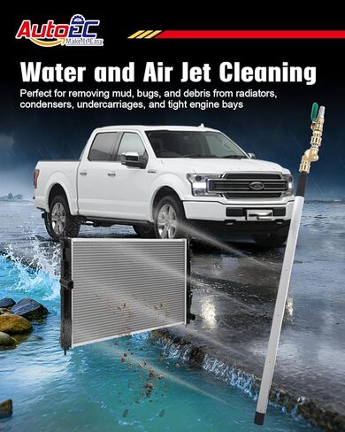 AutoEC 40" Water Air Cleaning Wands for Cars, 4500 PSI Stainless Steel Water Air Radiator Cleaner Kit Compatible with Pressure Washers, 180° Swivel Joint & Cleaning Brush for Trucks, Heavy Equipment in Saudi Arabia