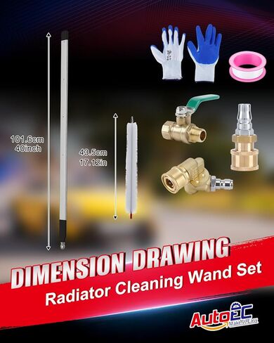 AutoEC 40" Water Air Cleaning Wands for Cars, 4500 PSI Stainless Steel Water Air Radiator Cleaner Kit Compatible with Pressure Washers, 180° Swivel Joint & Cleaning Brush for Trucks, Heavy Equipment in Saudi Arabia