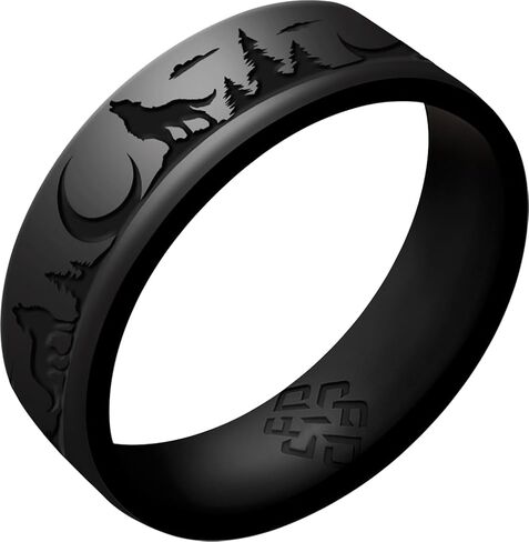 Knot Theory Wolf Silicone Ring for Men - Antique Gold, Cosmic Purple, Dark Silver, Enchanted Green, Metal Blue Dual Layer Breathable Comfort Fit 6mm Bandwidth in Saudi Arabia