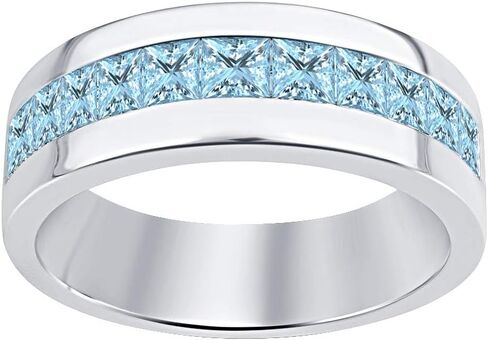 14K الذهب الأبيض أكثر من 0.925 جنيه استرليني من الفضة الأميرة قص الزبرجد خاتم الزفاف للرجال in Kuwait