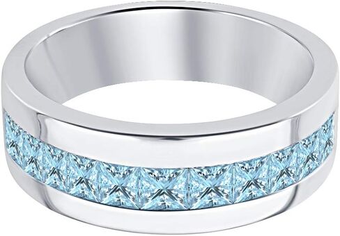 14K الذهب الأبيض أكثر من 0.925 جنيه استرليني من الفضة الأميرة قص الزبرجد خاتم الزفاف للرجال in Kuwait