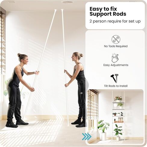 منظم المرحاض من هوم زون ليفينج مع أرفف قابلة للتعديل من 4 طبقات، رف تخزين الحمام المثبت على التوتر للأسقف بارتفاع 91 بوصة إلى 114 بوصة، أبيض in Kuwait