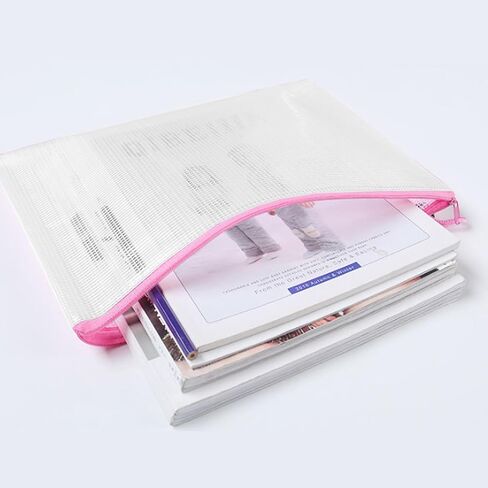 64 Pcs A4 Mesh Zipper Pouch Bags, 8 Colors Waterproof Zipper Pouches, 13 x 9.25 Inch Mesh Bags, Plastic Zippered Storage Bags, Bulk Clear File Bag for Office Supplies, Home Organize in Saudi Arabia