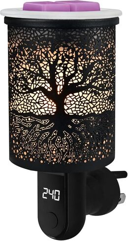 جهاز تسخين الشمع الإضافي مع مؤقت عرض رقمي وبطانة سيليكون واحدة، موقد شمع كهربائي معدني، سخان عطر ومصباح ليلي، لغرفة النوم المنزلية، المطبخ، المرآب، هدايا، ديكور، سبا للعلاج العطري (بانيان) in Kuwait