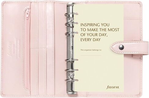 منظم Filofax Malden، حجم شخصي، وردي - ملموس، جلد جاموس محبب بالكامل، ست حلقات، إدراج من القطن الكريمي لعرض الأسبوع، متعدد اللغات (C022616) in Saudi Arabia