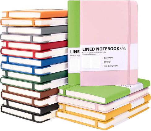 10 Pack A5 Hardcover Journal Notebooks 8.22 x5.5 In，Lined Journals Bulk for Writing， Notebooks Bulk 200 Pages/100Sheets，10 Colors Classic Ruled Notebook for Work/Travel/College/Note Taking (10packs , 10 Colors) in Kuwait