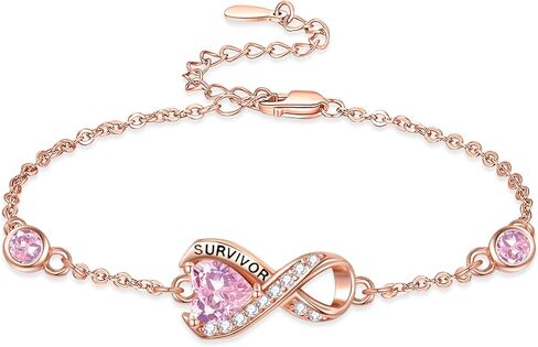 Dreamboat Breast Cancer Bracelets for Women Sterling Silver Rose Gold Plated Pink Ribbon Bracelets Awareness Accessories Breast Cancer Survivor Gifts for Woman Jewelry in Saudi Arabia