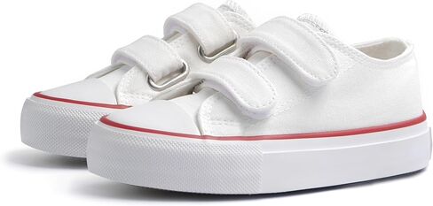 ANTLULU Boys and Girls Canvas Shoes Dual Adjustable Hook and Loop Classic Low Top Kids Sneakers in Saudi Arabia
