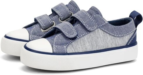 ANTLULU Boys and Girls Canvas Shoes Dual Adjustable Hook and Loop Classic Low Top Kids Sneakers in Saudi Arabia