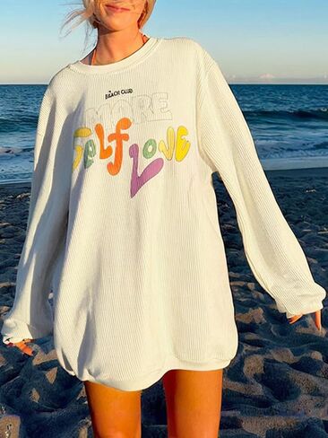 Fall Women's Oversized Long Sleeve Crew Neck T Shirts Top Going Out Tops in Saudi Arabia
