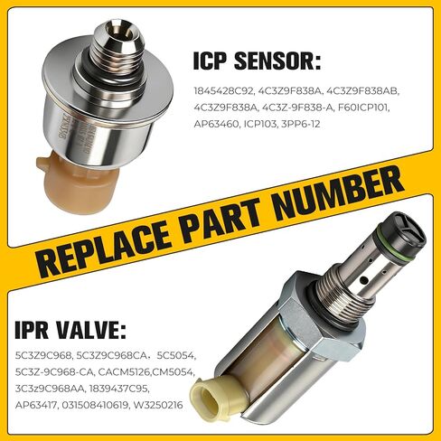 High Pressure IPR Valve with ICP Sensor and Pigtail Compatible with Ford Excursion, F250, F350, F450, F550 2003-2010 and Ford E350, E450 2004-2010 Replaces # 5C3Z-9C968-CA, 1846057C1, 3C3Z-9C968-AA in Saudi Arabia