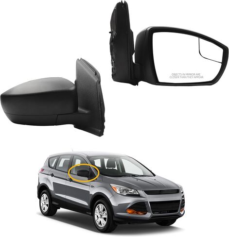مجموعة مرآة الجانب الأيسر للسائق 3 دبابيس من Dasbecan متوافقة مع 2013-2016 Ford Escape S مع زجاج تعديل الطاقة/قابل للطي يدويًا/مرآة النقطة العمياء غطاء أسود غير لامع # FO1320434 in Saudi Arabia