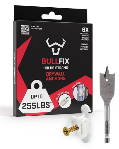 Bullfix Universal Drywall Anchors, Holds up to 255lbs, Hollow Wall Anchors for Drywall Heavy Duty Set, Stronger Than Toggle Bolts and Butterfly Screw, Dry Wall Anchors and Screws Kit - Starter Pack in Kuwait