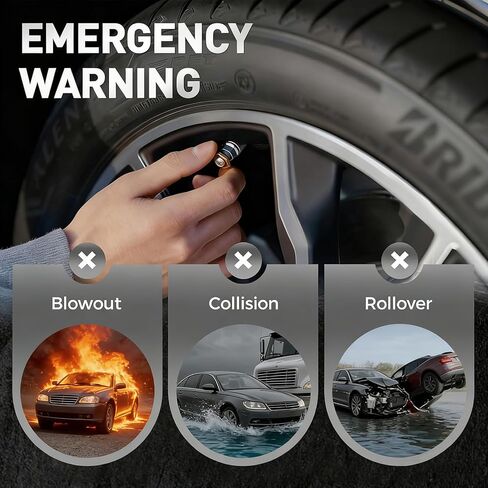 4PCS Car Tire Pressure Monitor Valve Stem Caps - 3 Color Eye Alert Sensor Indicator (Golden, 2.2Bar 32PSI) in Kuwait