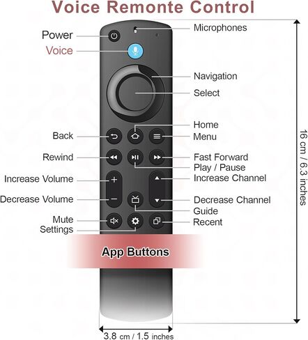 L5B83H 2nd Gen Voice Replacement Remote Control Fit for Fire AMZ Smart TVs Stick 2nd Gen, Smart TVs Cube 2nd Gen, 1st Gen Smart TVs Cube, Smart TVs Stick 4K, Smart TVs Stick Lite, 3rd Gen Smart TVs in Kuwait