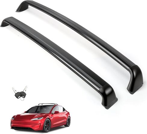 2PCS Cross Bar Roof Racks Compatible with 2019-2025 Tesla Model 3, 176LB Load Capacity, Lockable Luggage Cargo Rails Carrier Accessories Fits Bikes Kayaks Ski Tent Roof Box in Saudi Arabia
