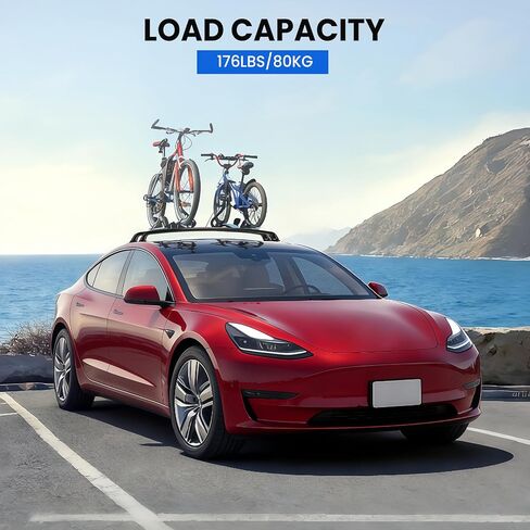 2PCS Cross Bar Roof Racks Compatible with 2019-2025 Tesla Model 3, 176LB Load Capacity, Lockable Luggage Cargo Rails Carrier Accessories Fits Bikes Kayaks Ski Tent Roof Box in Saudi Arabia