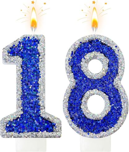 15th Birthday Decorations for Boys, Blue & Silver Glitter Number 15 Candle, Sparkly Cake Topper for Birthday Party Celebration in Saudi Arabia