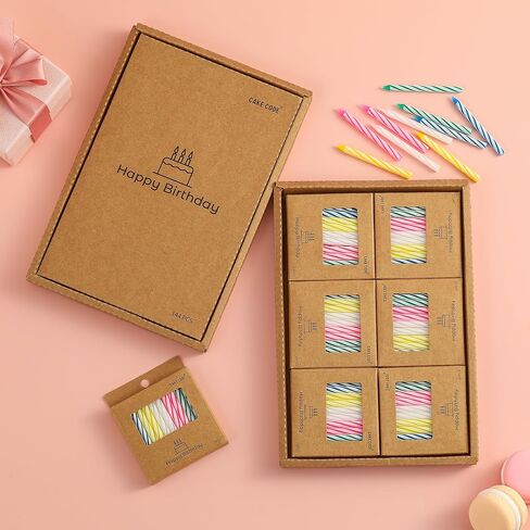 144-Count Classic Spiral Birthday Candles Multicolored Bulk Party Candles for Cupcakes, Tiered Cakes, and Milestone Celebrations in Kuwait