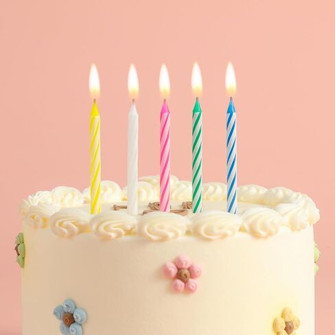 144-Count Classic Spiral Birthday Candles Multicolored Bulk Party Candles for Cupcakes, Tiered Cakes, and Milestone Celebrations in Kuwait