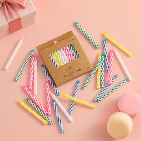 144-Count Classic Spiral Birthday Candles Multicolored Bulk Party Candles for Cupcakes, Tiered Cakes, and Milestone Celebrations in Kuwait