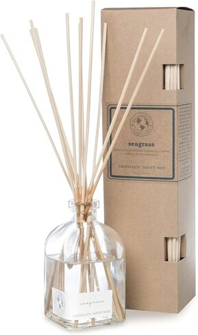 ECO CANDLE CO. Reed Diffuser Set, Nag Champa, 4 oz. - Scents of Plumeria, Asian Resins, & Sandalwood - Premium Fragrance and Essential Oil Blends, Clear Glass, 12 Reed Sticks, Recycled Kraft Box in Kuwait