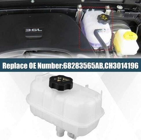 68283565AB Engine Coolant Reservoir Tank Overflow Reservoir with Cap Compatible with Jeep Wrangler V6 3.0L 3.6L 2018-2024 Replace CH3014196 Expansion Tank Overflow Bottle in Saudi Arabia