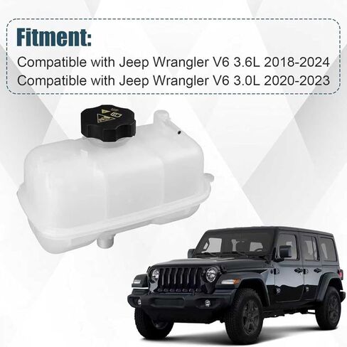 68283565AB Engine Coolant Reservoir Tank Overflow Reservoir with Cap Compatible with Jeep Wrangler V6 3.0L 3.6L 2018-2024 Replace CH3014196 Expansion Tank Overflow Bottle in Saudi Arabia