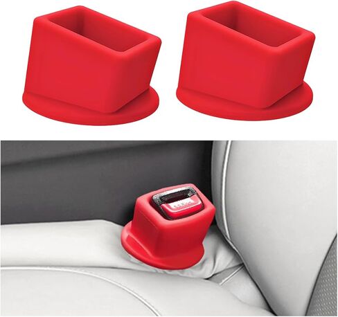 2PCS Car Seat Belt Buckle Holders, Silicone Seatbelt Booster to Keep Buckle Receptacle Upright, Non-Slip Easy Access Automotive Seat Belt Fixer, Universal for Vehicles (Red） in Saudi Arabia