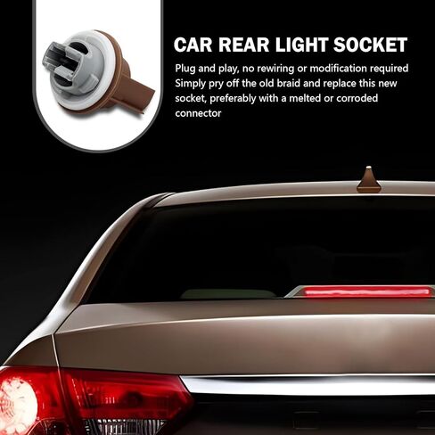 2 PCS Turn Signal Socket, Insulated Waterproof 3156 3157 Bulb Connector, 3 Pin Plug and Play Bulb Holder Standard Contact Sockets Replacements, Compatible with Ford Models (Brown) in Saudi Arabia