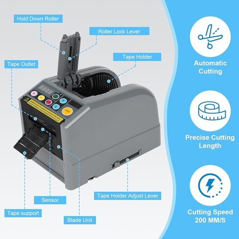 Ribbon Cutting Machine, Automatic Tape Dispenser, Dual-Tape Design, 999mm Max Cut Length, Smart Memory & Safety Sensor for Office, Craft, and Packaging Use in Saudi Arabia