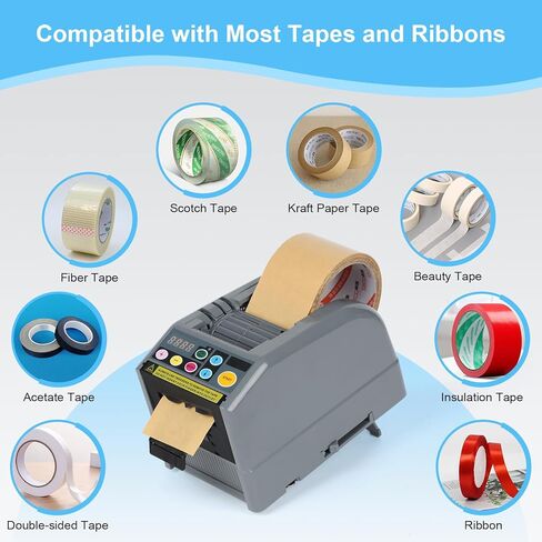 Ribbon Cutting Machine, Automatic Tape Dispenser, Dual-Tape Design, 999mm Max Cut Length, Smart Memory & Safety Sensor for Office, Craft, and Packaging Use in Saudi Arabia