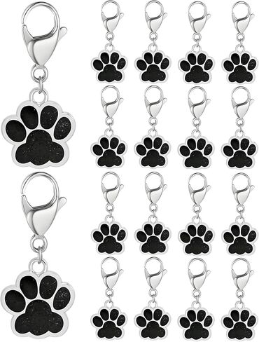 Dreuyet 18 Pcs Paw Print Keychains Glitter Animal Cat Dog Claw Footprint Keyring Pet Memorial Gifts for Bag Key Purse Charms in Saudi Arabia