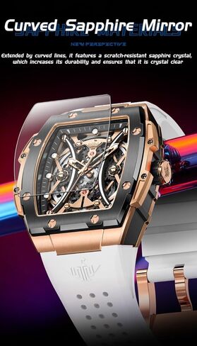 OUPINKE Watch Men Self Winding Luxury Skeleton Mechanical Business Dress Square Wrist Watches Calendar Black Watches in Saudi Arabia