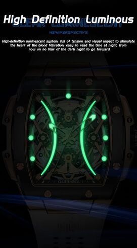 OUPINKE Watch Men Self Winding Luxury Skeleton Mechanical Business Dress Square Wrist Watches Calendar Black Watches in Saudi Arabia