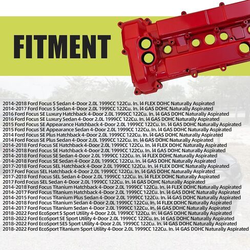 طقم تجميع غطاء الصمام الألومنيوم متوافق مع 2014-2022 Ford Focus S SE SEL Titanium EcoSport 2.0L L4 -Gas Replace FM5Z6582E FM5Z6582A FM5E6K271AC in Saudi Arabia