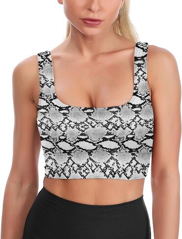 حمالة صدر رياضية بنمط جلد الثعبان، قمصان علوية للنساء مثيرة مبطنة للتمرين واليوجا in Kuwait