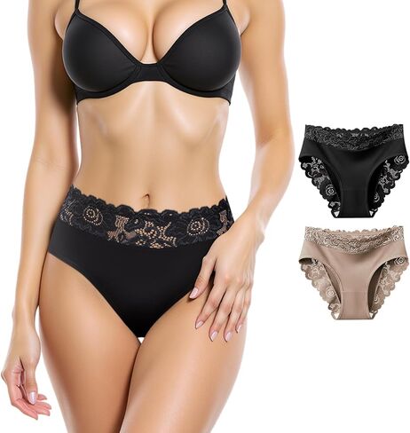 ملابس داخلية نسائية، سراويل داخلية من الدانتيل المرقعة قابلة للتنفس، سراويل داخلية ناعمة ومريحة قابلة للتمدد للسيدات in Kuwait