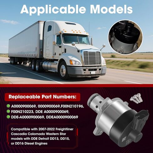 Fuel Meter Quantity Control Valve A0000900069 Compatible with 2007-2022 Freightliner Cascadia Colornado Western Star DDE Detroit DD13 DD15 DD16 Diesel Engines Fuel Pump Metering Unit in Saudi Arabia