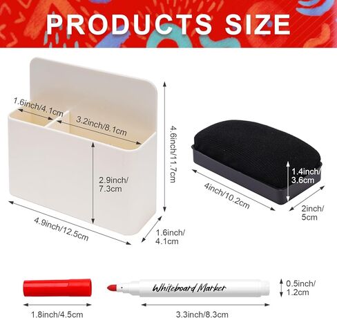 NiArt Whiteboard Magnetic Dry Erase Marker Holder Set, 12 Colors Fine Markers, Magnetic Whiteboard, Dry Eraser for School Office Home in Kuwait