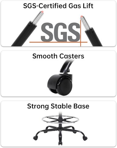 Drafting Chair Tall Office Chair with Flip-up Arms Adjustable Height Standing Desk Chair with Lumbar Support and Footrest Ring Ergonomic Executive Computer Chair Swivel Drafting Stool for Work/Drawing in Saudi Arabia