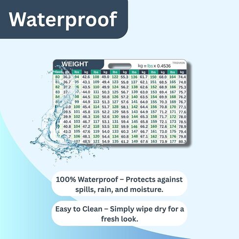 4 بطاقات تحويل، بطاقة مرجعية للشارة، دليل سريع للموظفين الطبيين، الحجم، السائل، الارتفاع، الوزن، الوقت، درجة الحرارة (حجم الشارة) in Kuwait