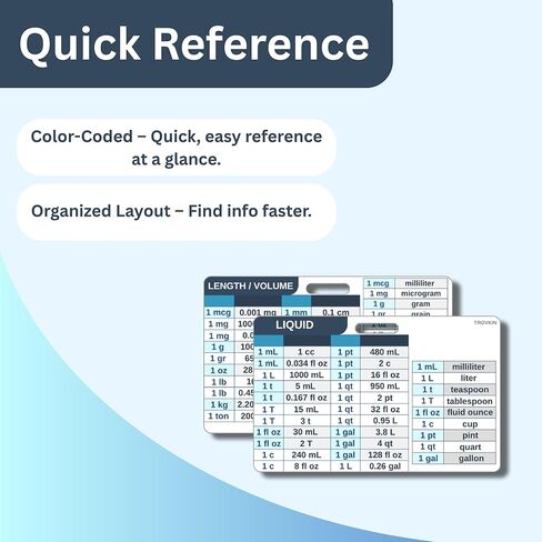 4 بطاقات تحويل، بطاقة مرجعية للشارة، دليل سريع للموظفين الطبيين، الحجم، السائل، الارتفاع، الوزن، الوقت، درجة الحرارة (حجم الشارة) in Kuwait
