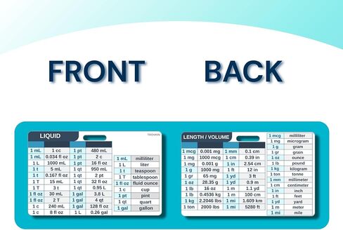 4 بطاقات تحويل، بطاقة مرجعية للشارة، دليل سريع للموظفين الطبيين، الحجم، السائل، الارتفاع، الوزن، الوقت، درجة الحرارة (حجم الشارة) in Kuwait