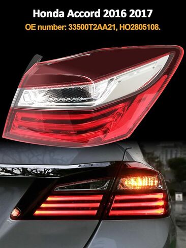 ضوء الذيل الأيمن للراكب متوافق مع Honda Accord 2016 2017، مصابيح الذيل الخلفية، الضوء الخلفي لإشارة الانعطاف للفرامل اليمنى، استبدال المصباح الخلفي لجانب الراكب HO2805108 in Kuwait