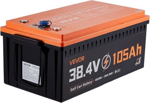 VEVOR 36V (38.4V) 105AH Lithium Golf Cart Battery, with 25A Charger, Lifepo4 Battery Kit, Built-in 200A BMS, with Bluetooth & Touch Monitor, 2C Discharge, 4000 Cycles, for Golf Carts, Trolling Motors in Saudi Arabia