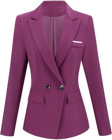 سترة نسائية كاجوال بأكمام طويلة وطية صدر السترة للعمل الرسمي والمكتب مع جيوب in Kuwait