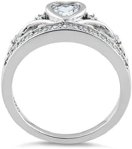 Sterling Silver 925 Royal Crown Ring,CZ Heart Engagement Crown Design Ring, Stunning Women & Girls Jewelry, Elegant Bridal Jewelry with Cubic Zirconia Stones in Saudi Arabia