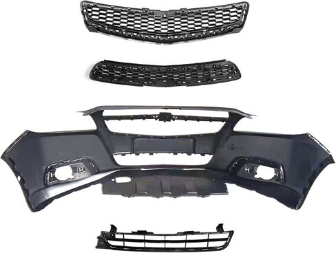 MGWILL Front Bumper Cover Kit Compatible with 2013 Chevy Malibu LT, LTZ, LS, Eco W/Upper Grill Center Lower Grille, W/O Sensor Holes - 4 Piece Set in Saudi Arabia